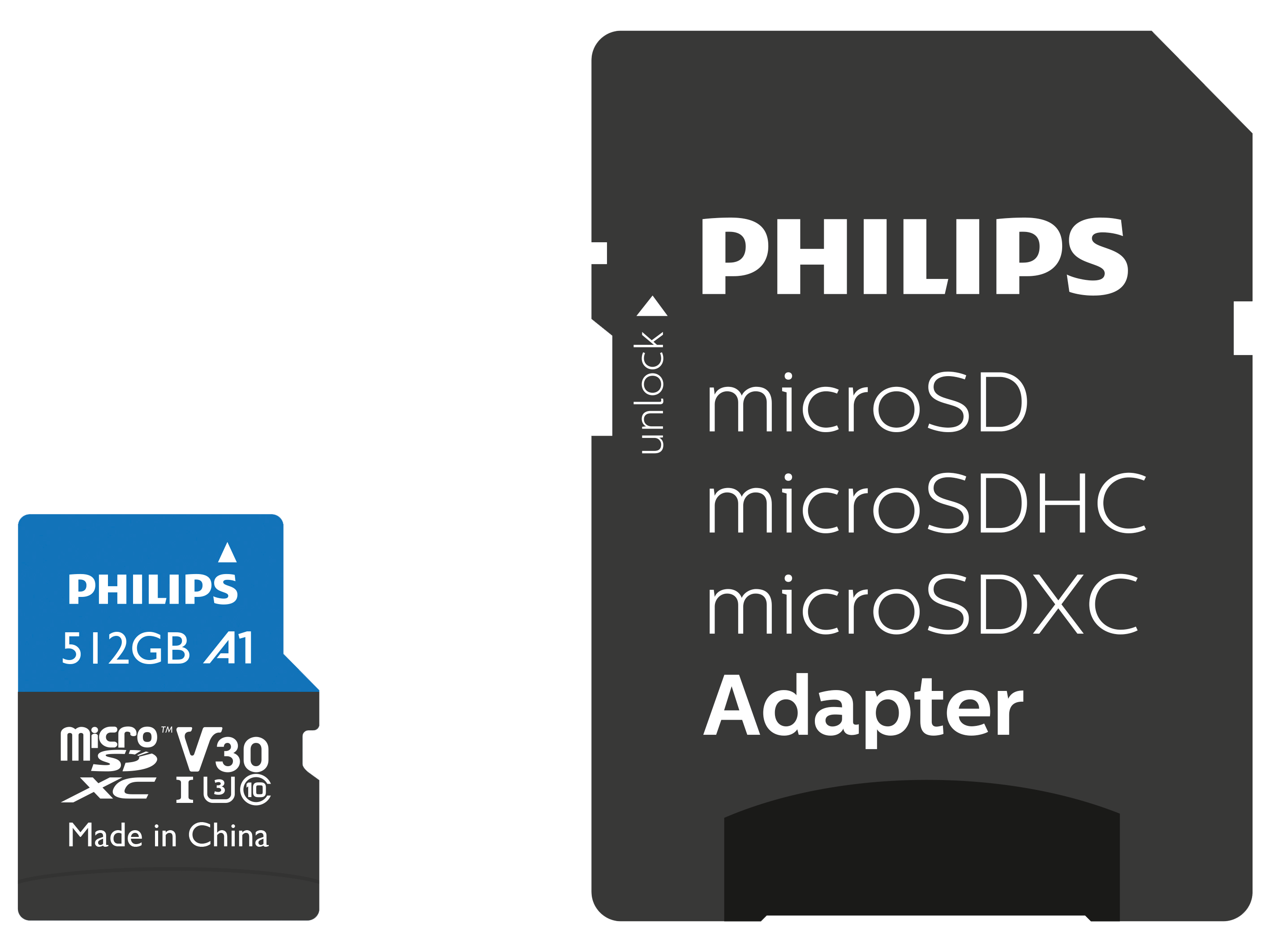 3D Philips Micro SDHC Card adapter Class 10 U3 V30 512gb 02