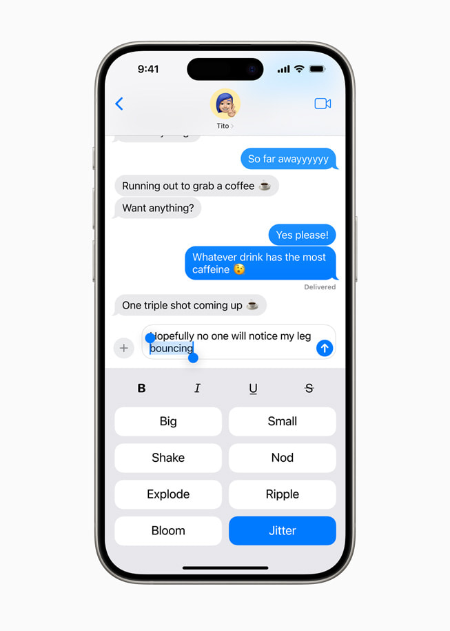 Apple WWDC24 iOS 18 Messages animated effects 240610 inline berichten