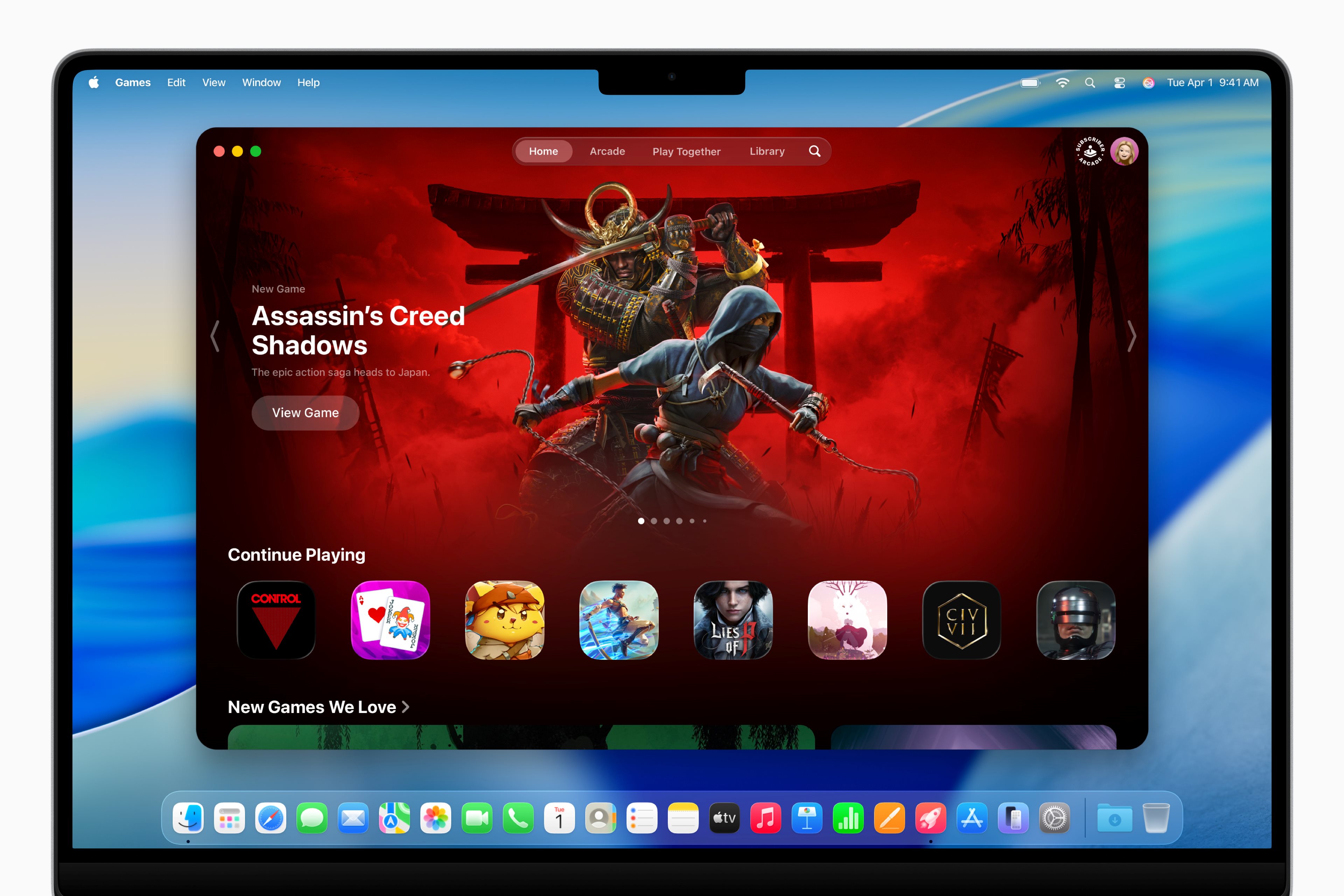 Apple WWDC25 macOS Tahoe 26 gaming Assassins Creed Shadows 250609 RC