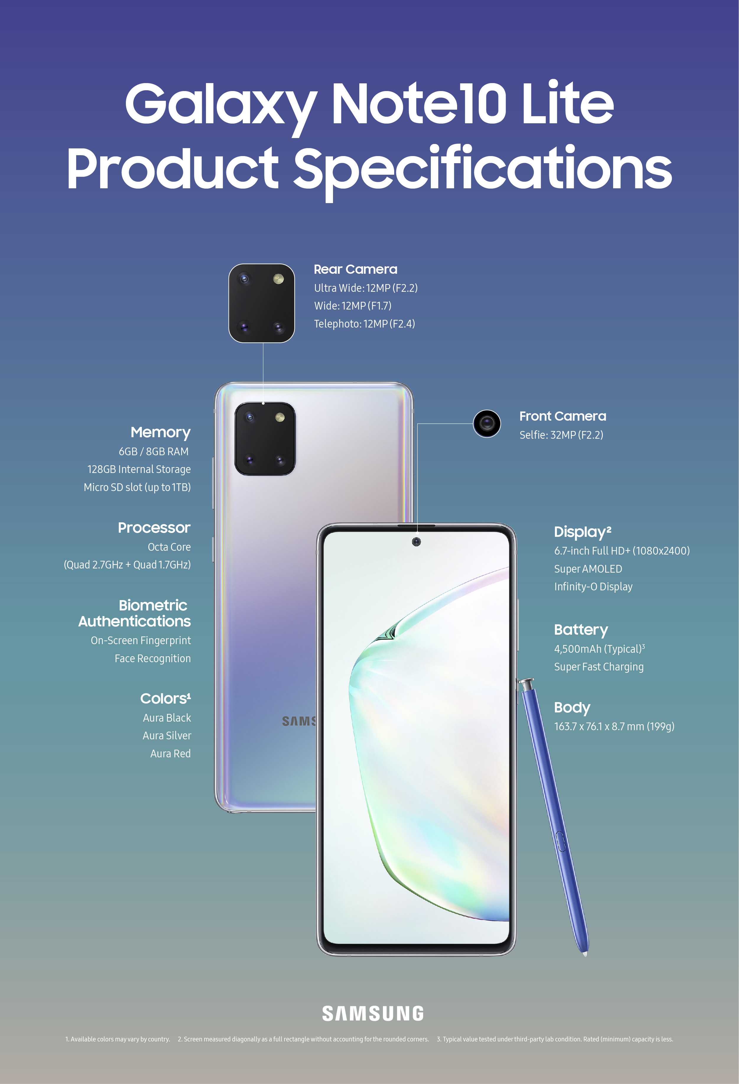 Galaxy Note10Lite Product Specifications