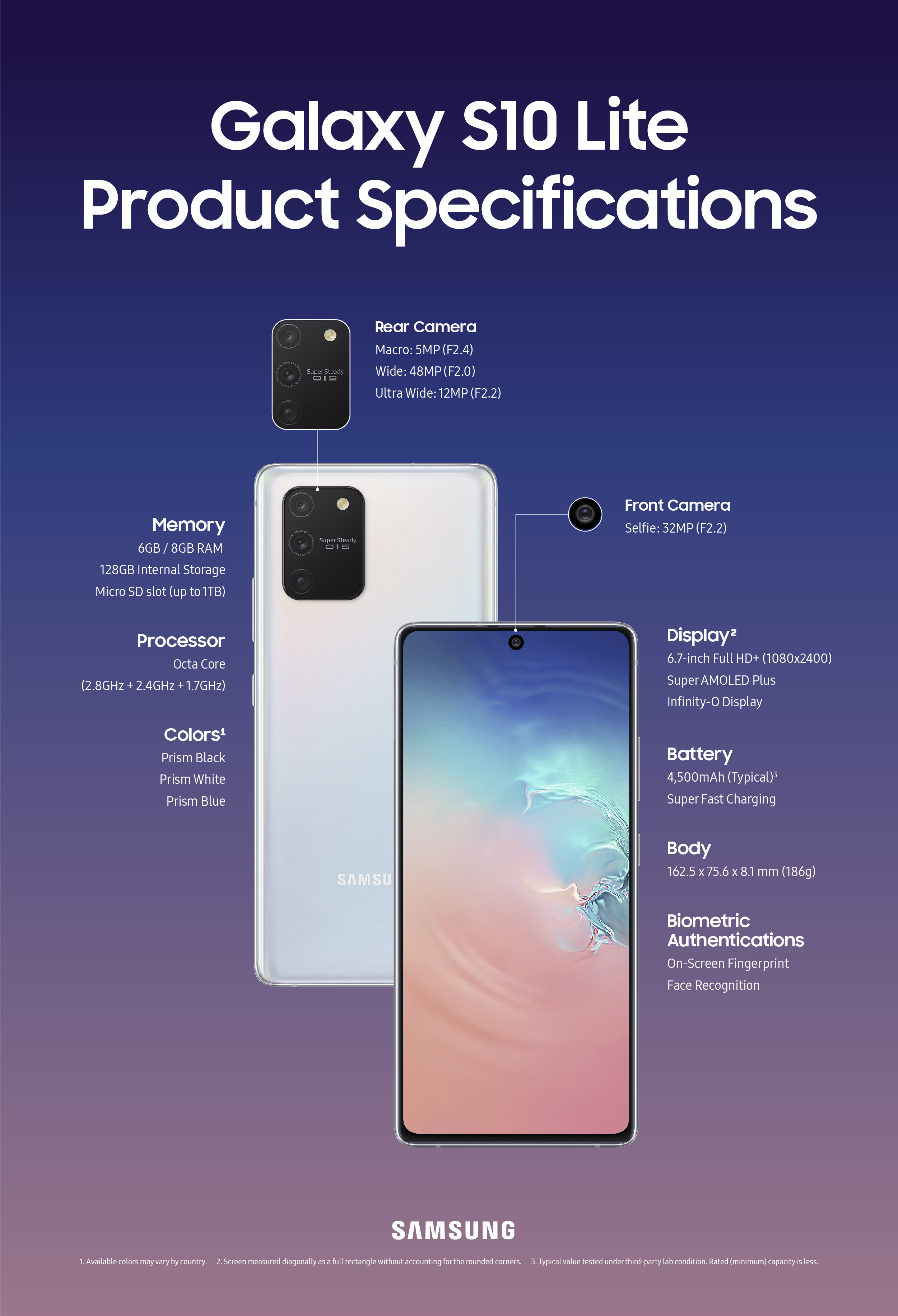 Galaxy S10Lite Product Specifications