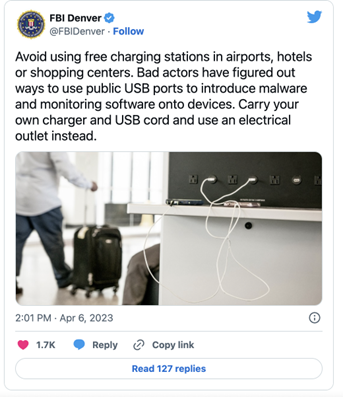 Juice jacking FBI tweet online