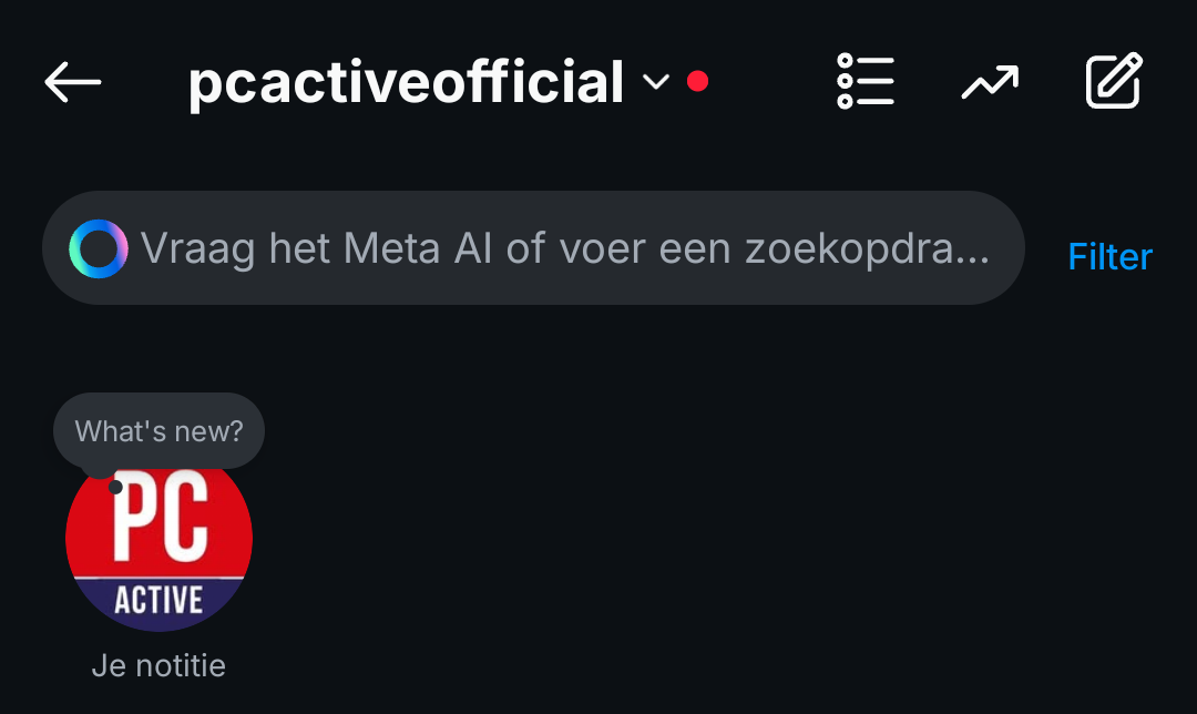 Meta AI in zoekbalk Instagram pcactive.nl