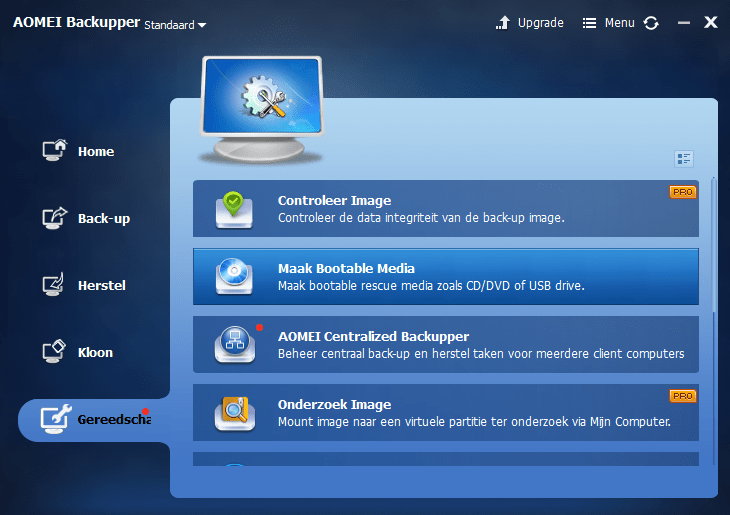 AOMEI Backupper Maak Bootable Media