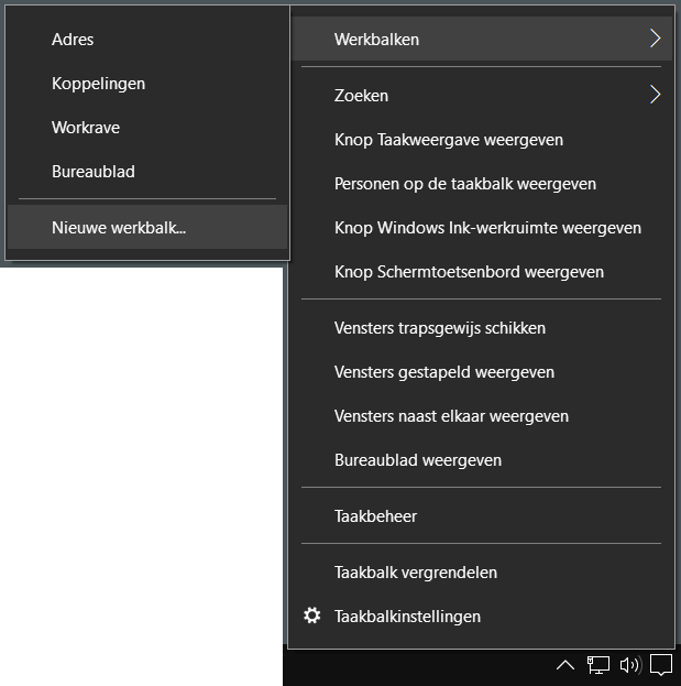 Werkbalkmenu 2