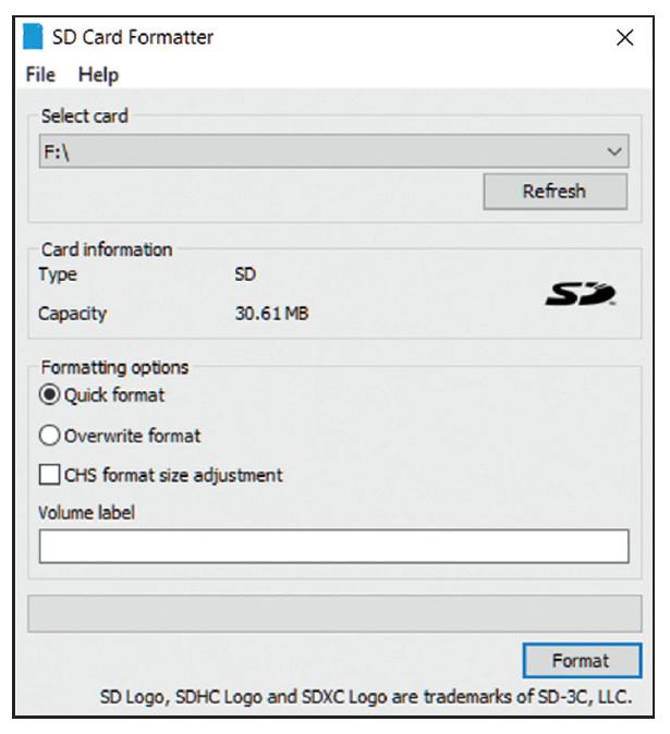 SD card formatter