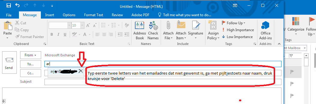 Fout emailadres verwijderen