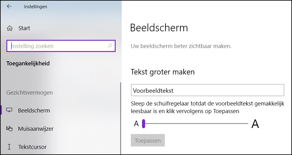 W10 Tekst groter maken 2