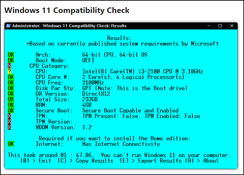 Compatibilitycheck 2