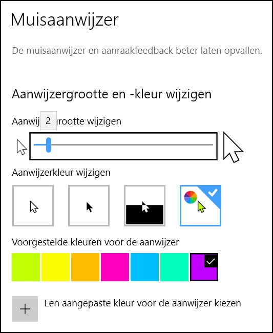 Instellingen Muisaanwijzer 2