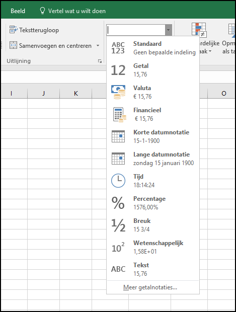 Excel deel 2.1 keuzelijst 2