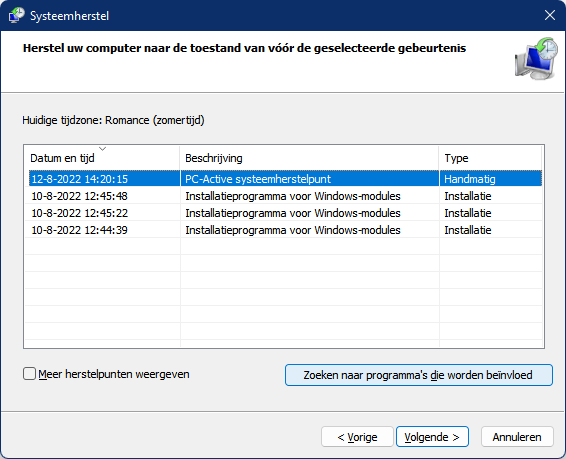 systeemherstelpunt