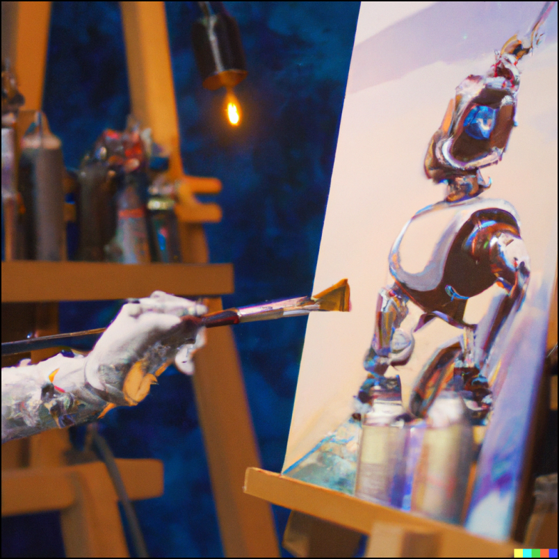 DALLE 2022 11 16 17.14.27 a robot artist creating an oil painting on a canvas digital art 2