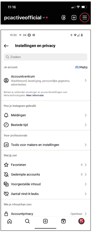Instellingen en privacy Rob 2