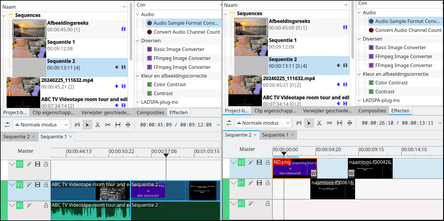 Afb. 22 Sequentie 2 bestaande uit 3 objecten rechts vormt één object in sequentie 1 links 2
