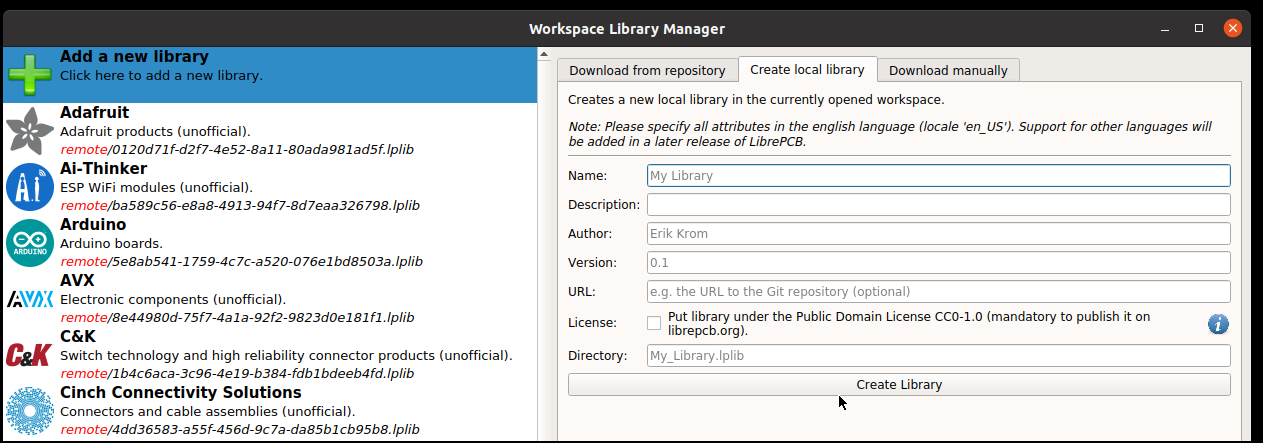 Afbeelding 2 Ceëer eigen bibilotheek in de Library manager 2