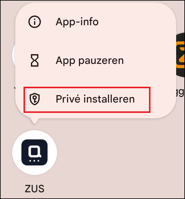Existing app Private Installing Android 15 3
