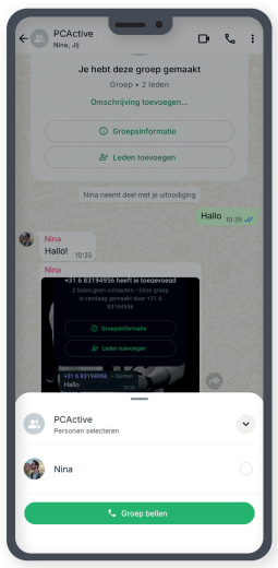 Add persons to a call from a chat 2
