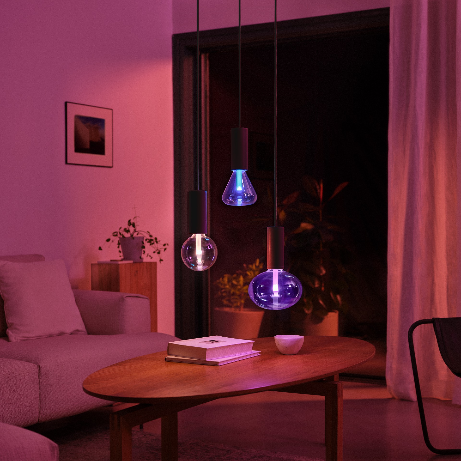 Philips Hue Lightguide bulbs and matching pendant light cords lifestyle 1