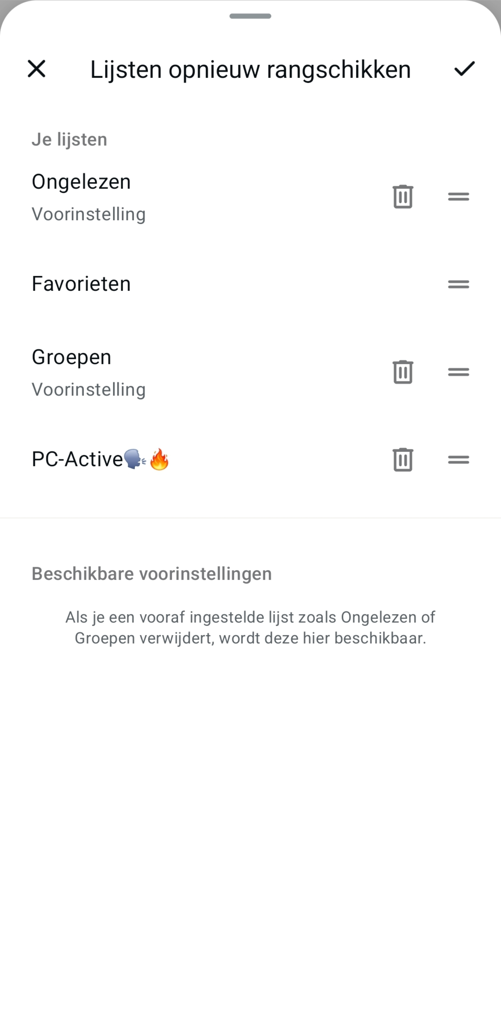 WhatsApp Sorteer je filterlijsten