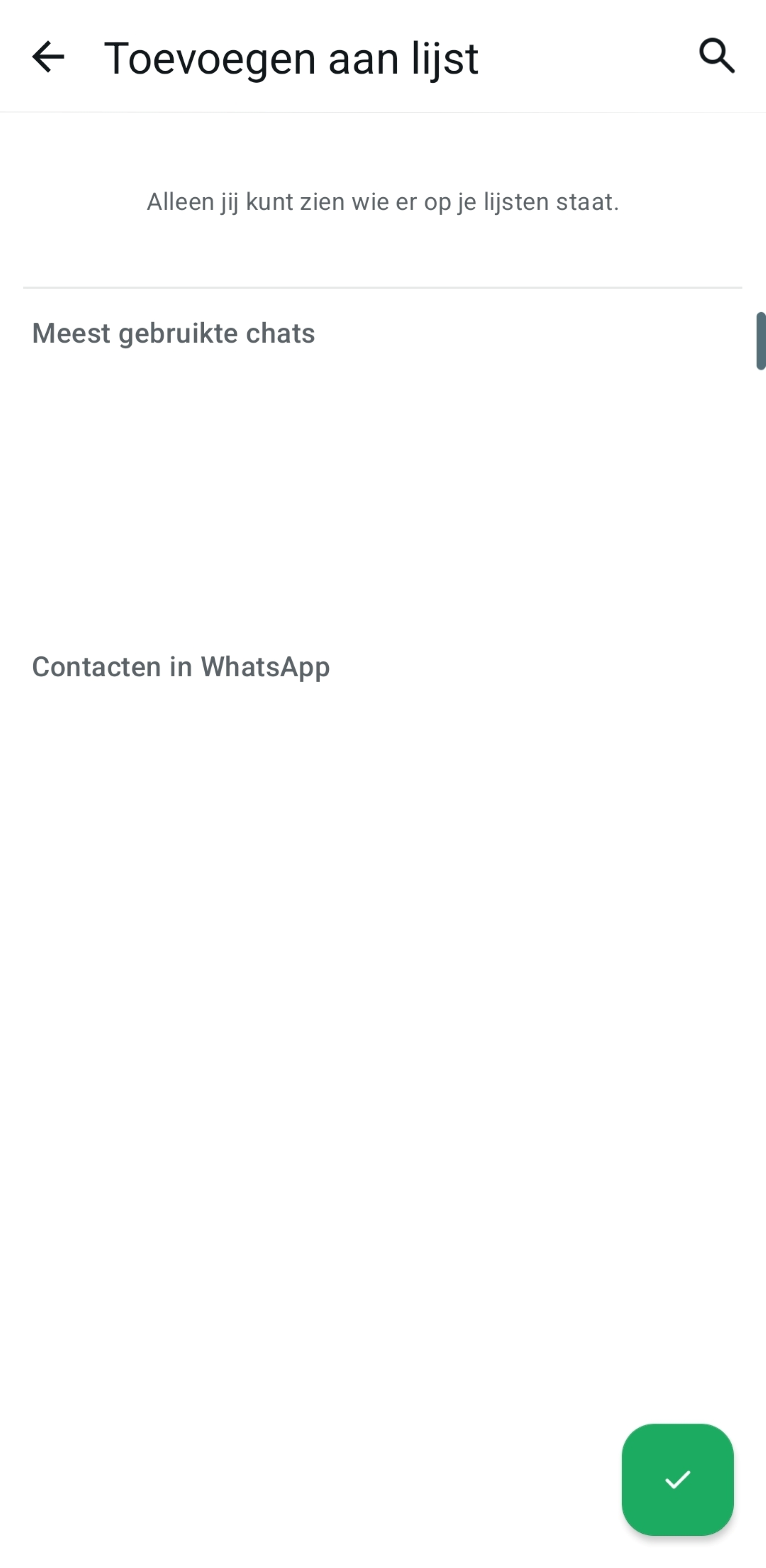 WhatsApp filterlijst aanmaken
