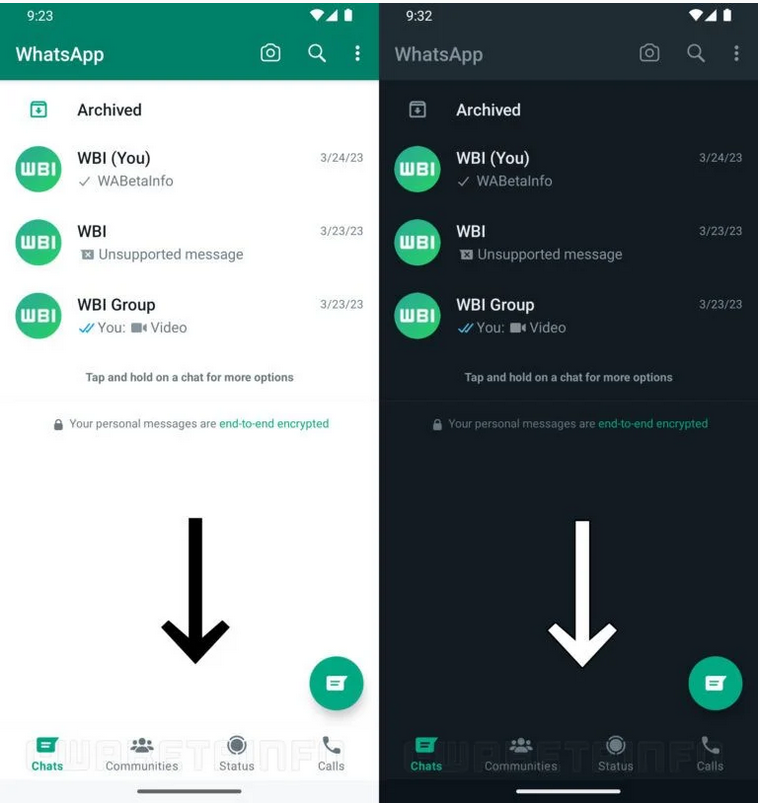 Whatsapp navigatiebalk onderin 1