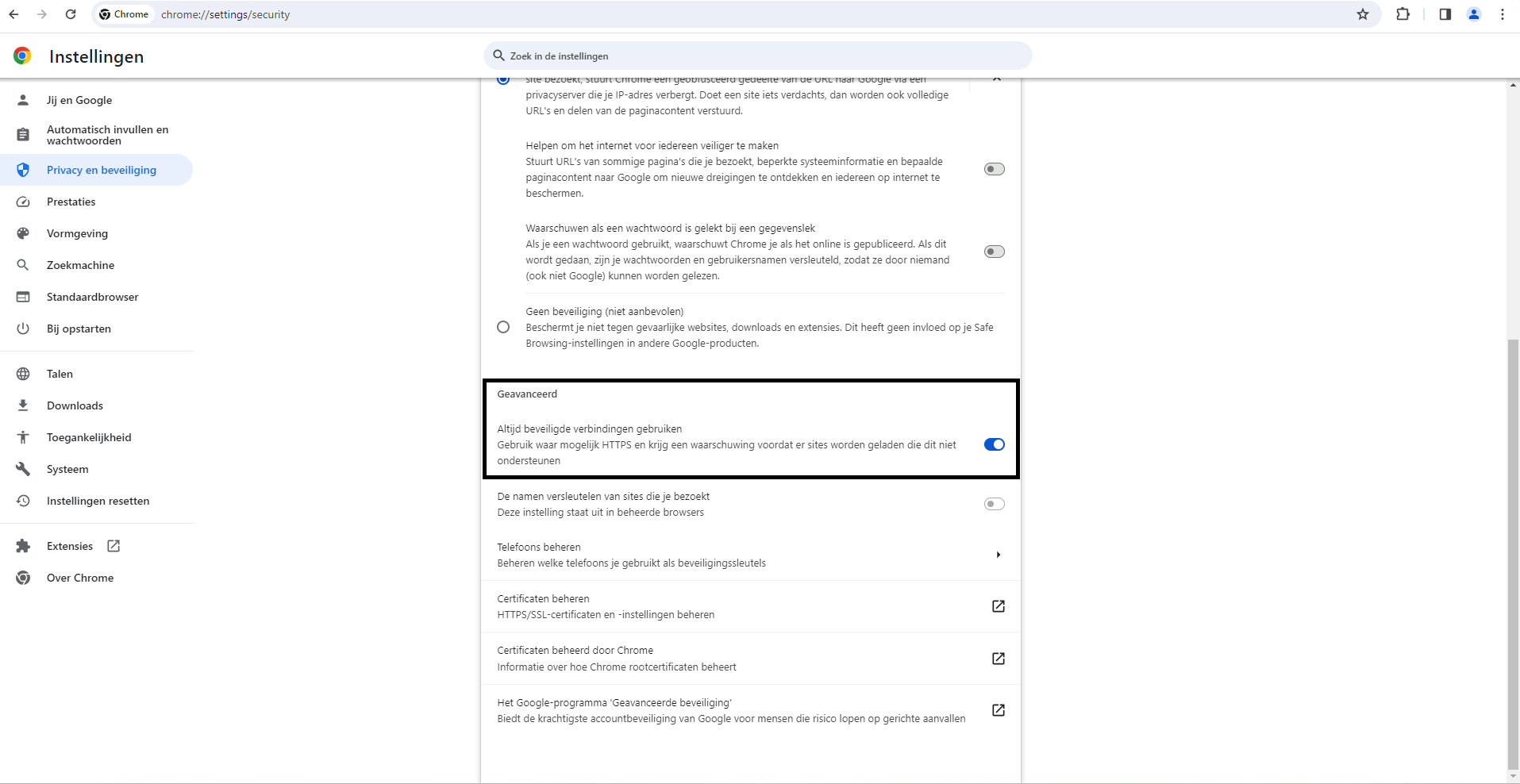 beveiliging Chrome 1