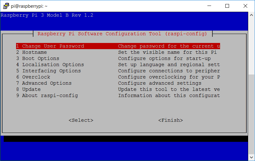 home raspi config