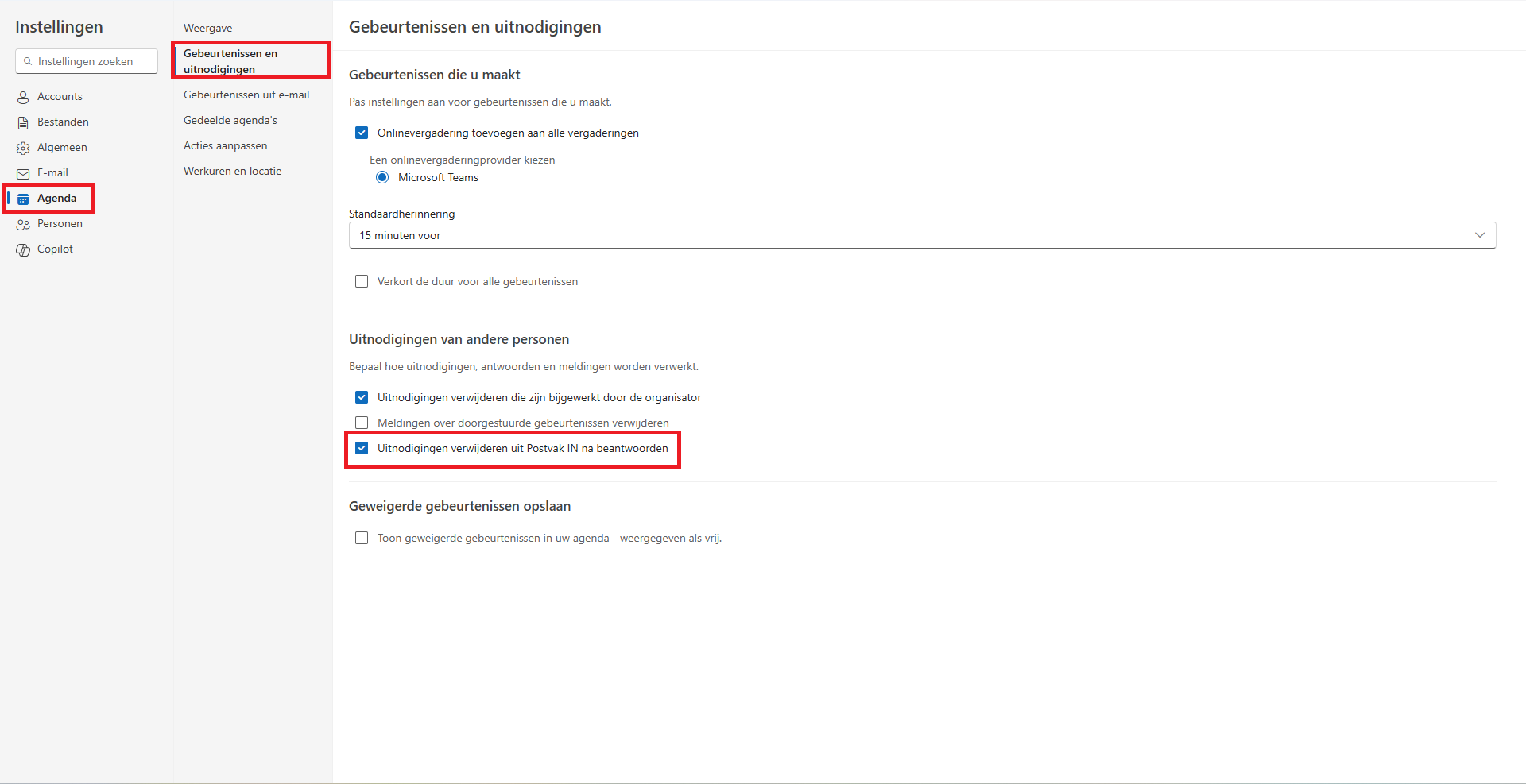 uitnodigingen automatisch verwijderen na het beantwoorden pcactive.nl